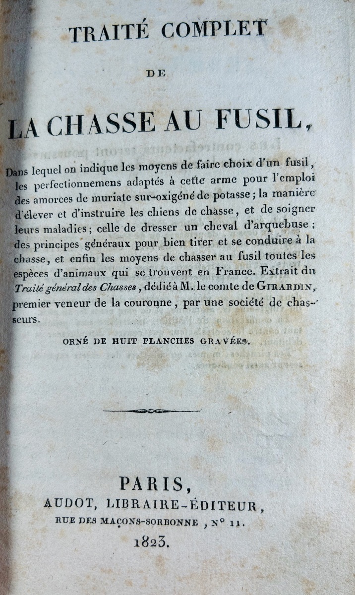 Anonymous - A Comprehensive Treatise On Hunting With A Rifle. Audot, 1823, Modern Binding, 8 Black-and-white Plates-photo-8