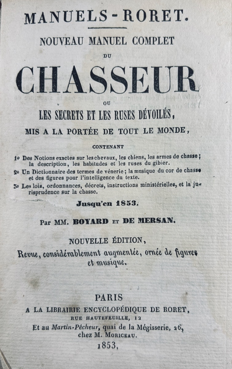 Boyard De Mersan—a New Comprehensive Manual For Hunters: Secrets And Tricks, Roret, 1853.-photo-2