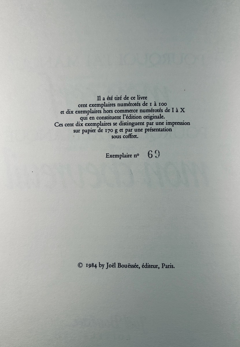 La Bastide - Why I Missed My Deer. Joël Bouëssée, 1984, Numbered Copy.-photo-1