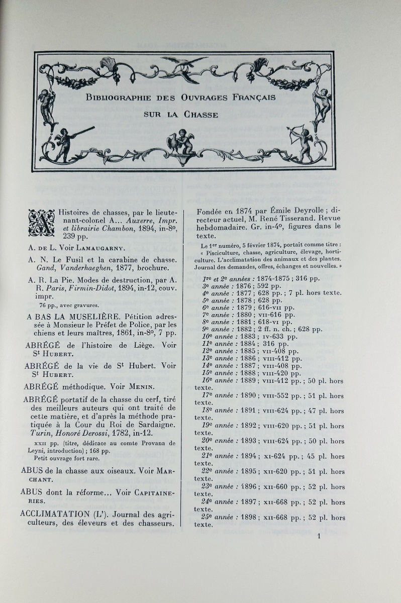 Thiebaud (j.) - Bibliography Of French Works On Hunting. Gibert Jeune, 1974, Paperback.-photo-7