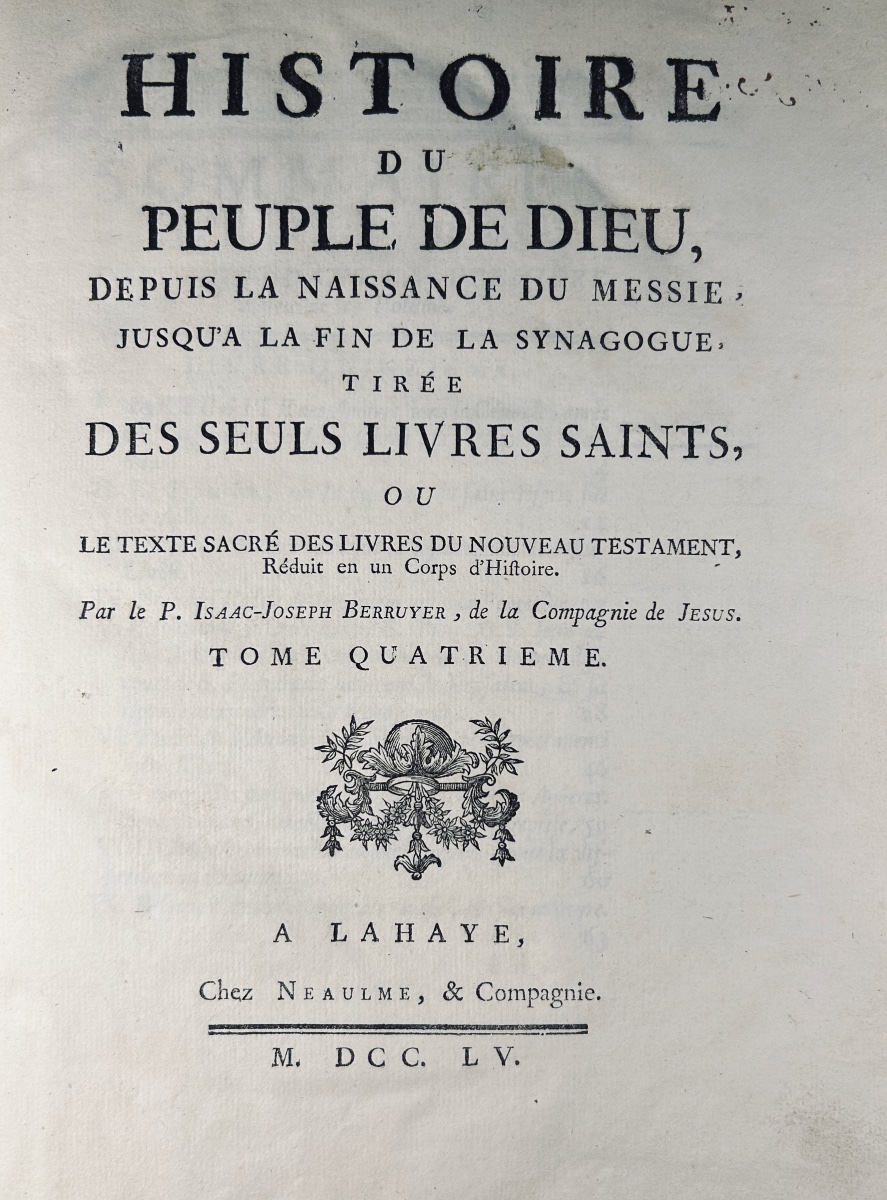 BERRUYER - Histoire du peuple de dieu. Neaulme, & Compagnie, 1755, reliure en maroquin rouge.-photo-1