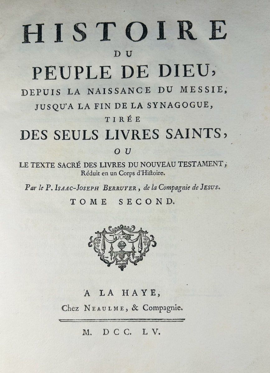 BERRUYER - Histoire du peuple de dieu. Neaulme, & Compagnie, 1755, reliure en maroquin rouge.-photo-3