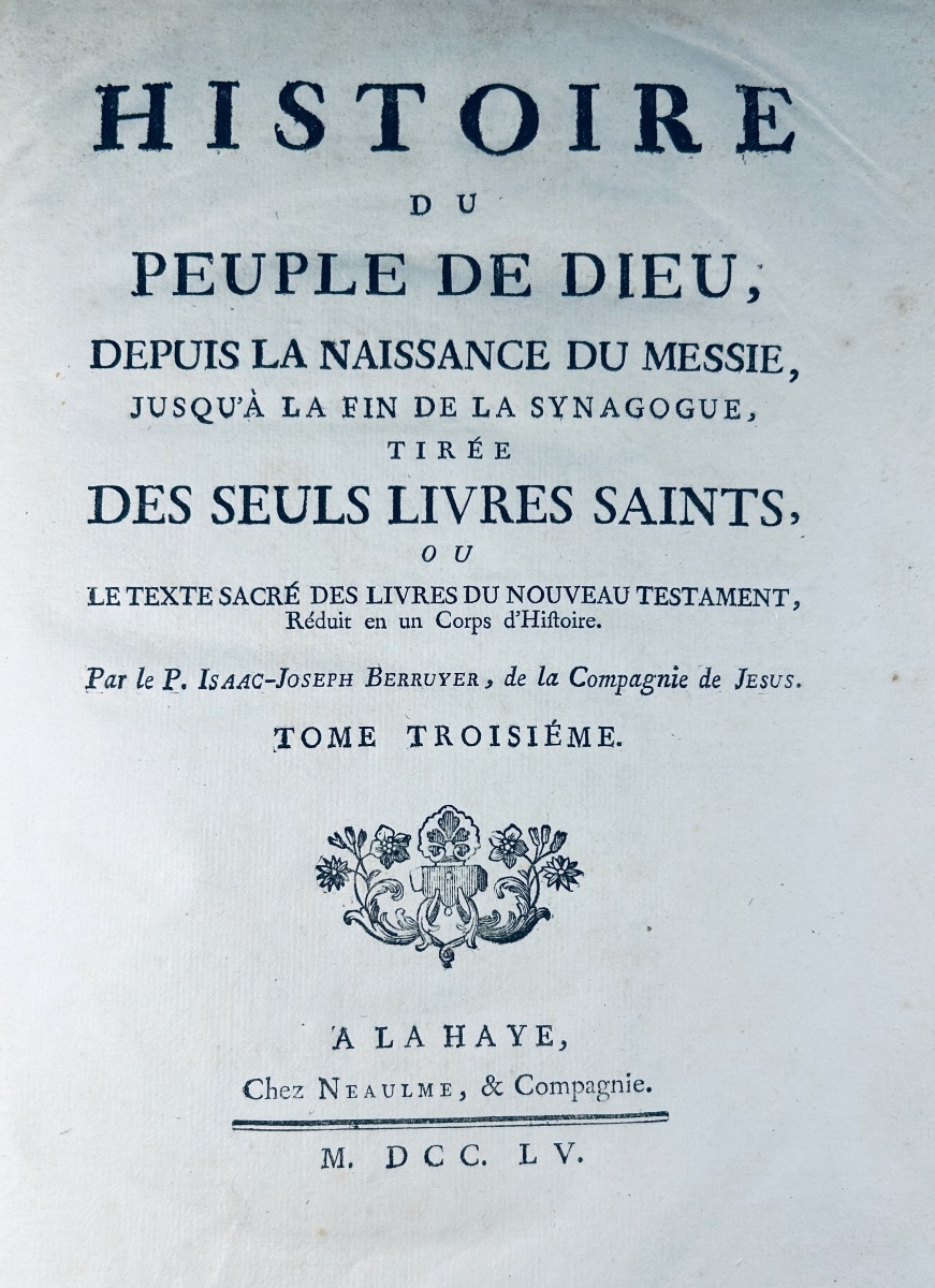 BERRUYER - Histoire du peuple de dieu. Neaulme, & Compagnie, 1755, reliure en maroquin rouge.-photo-4