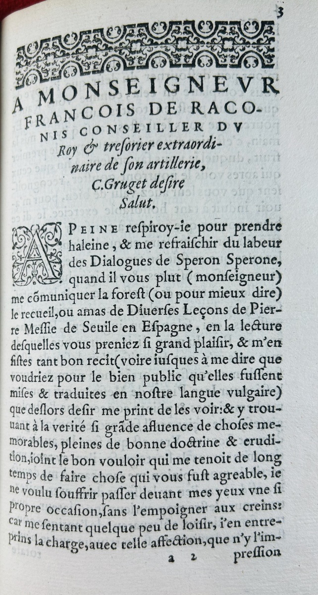 Verdier & Messie (pierre) - The Various Lessons Of Anoine Pierre Du Verdier. Lyon, 1577.-photo-2