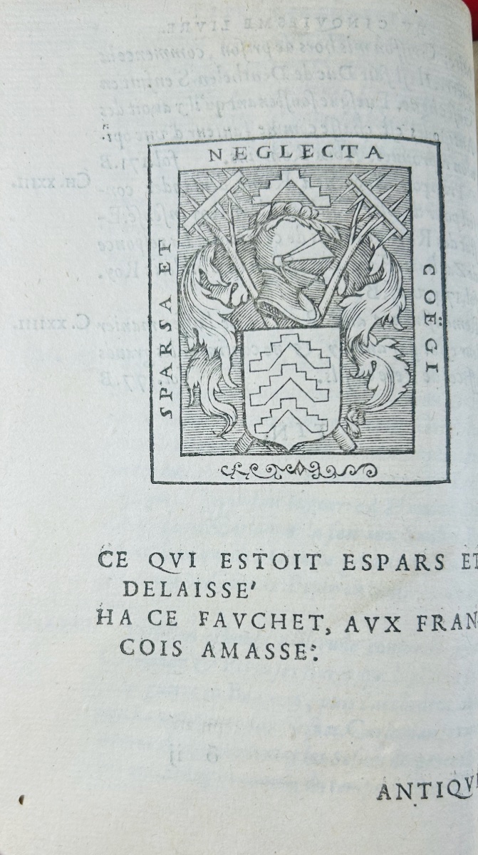 FAUCHET - Les antiquités gauloises et françoises. Chez Jérémie Perier, 1599. Reliure ancienne.-photo-7