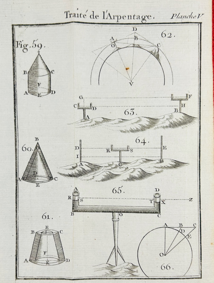 OZANAM (Jacques) - Traité de l'arpentage et du toisé.  Chez Jombert, 1747, 12 planches, relié.-photo-4