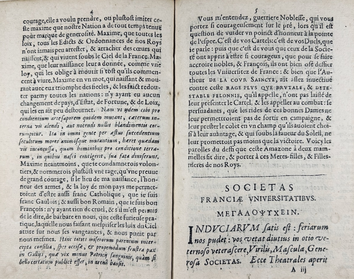 [PAMPHLET] - La société en duel contre les universitez de France. S.l., s.e., 1624, relié.-photo-5