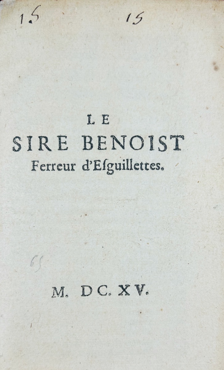 [PAMPHLET] - Le sire Benoist ferreur d'esguillettes. 1615, cartonnage papier du 19ème siècle.