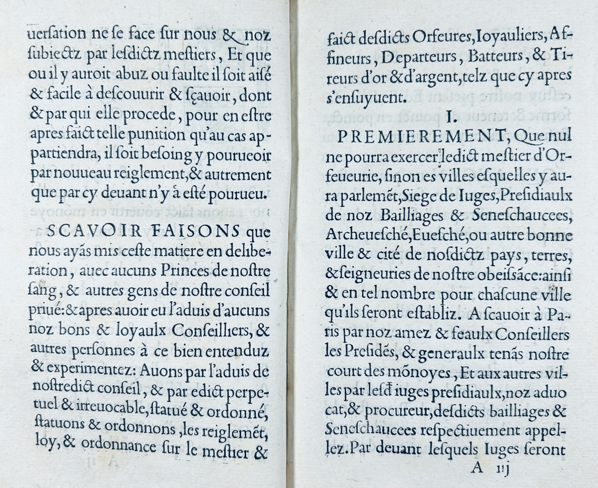 [DROIT] - Edict faict par le roy sur la réformation, réduction, & reiglement des Orfêvres. 1554-photo-4