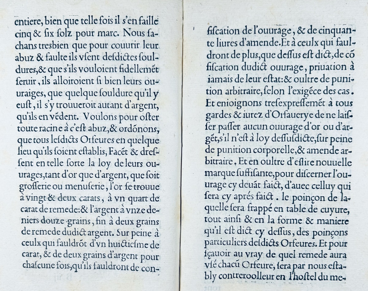 [DROIT] - Edict faict par le roy sur la réformation, réduction, & reiglement des Orfêvres. 1554-photo-1