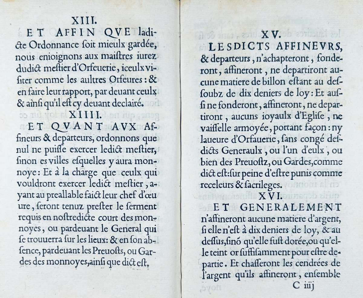 [DROIT] - Edict faict par le roy sur la réformation, réduction, & reiglement des Orfêvres. 1554-photo-2