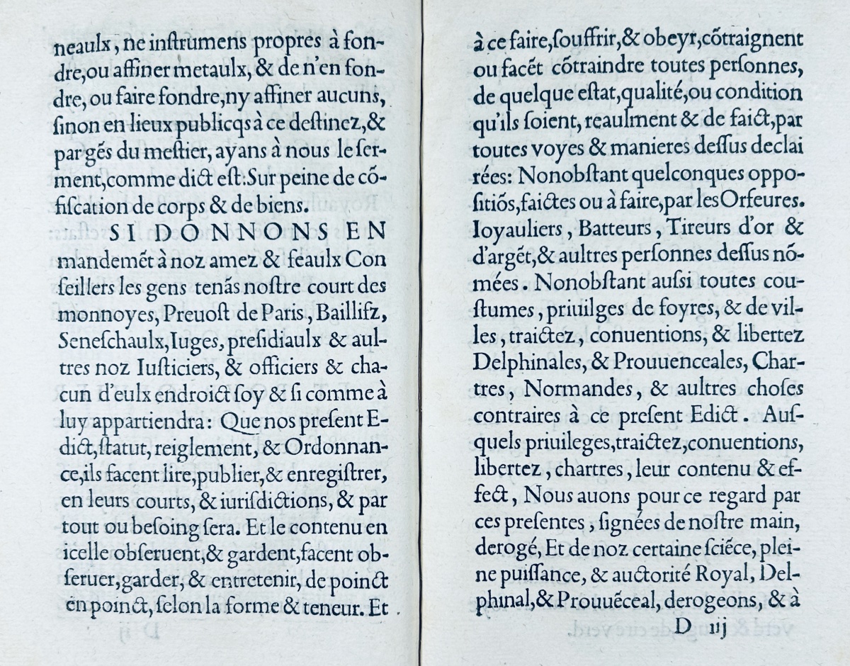 [DROIT] - Edict faict par le roy sur la réformation, réduction, & reiglement des Orfêvres. 1554-photo-3