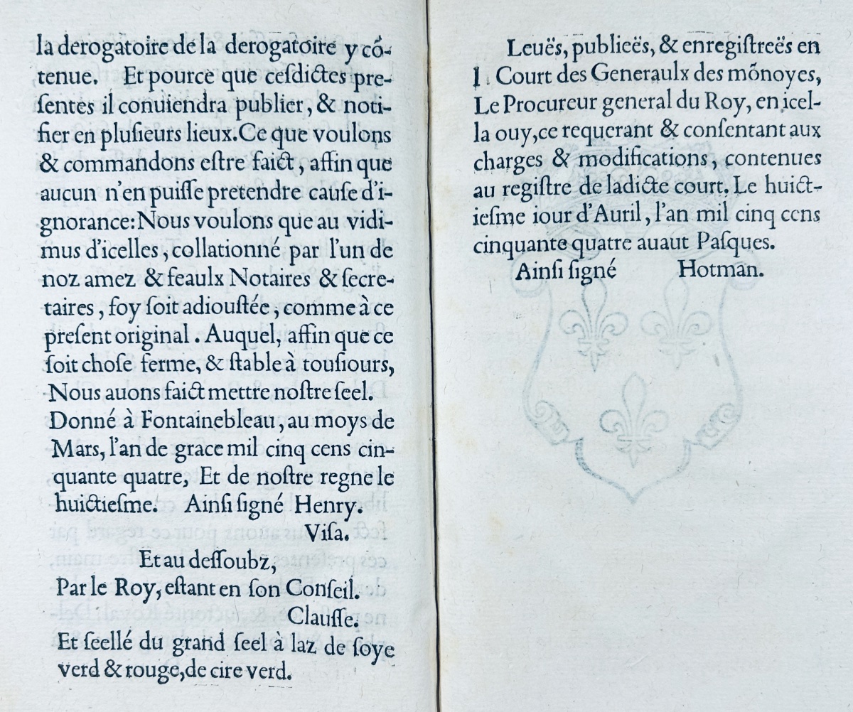 [DROIT] - Edict faict par le roy sur la réformation, réduction, & reiglement des Orfêvres. 1554-photo-4
