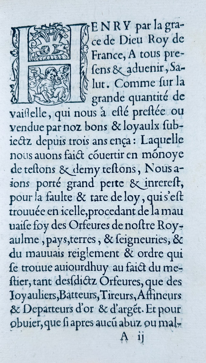 [DROIT] - Edict faict par le roy sur la réformation, réduction, & reiglement des Orfêvres. 1554-photo-5
