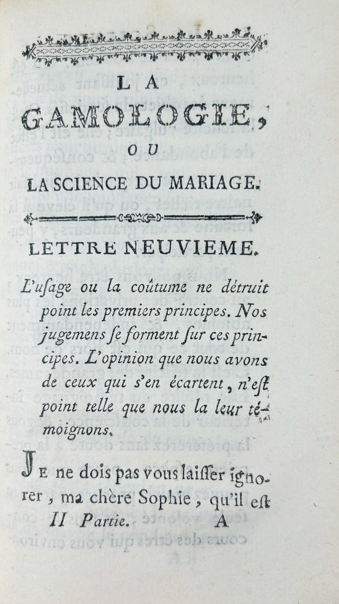 Cerfvol - *gamology, Or On The Education Of Girls Intended For Marriage*. Duchesne, 1772.-photo-2