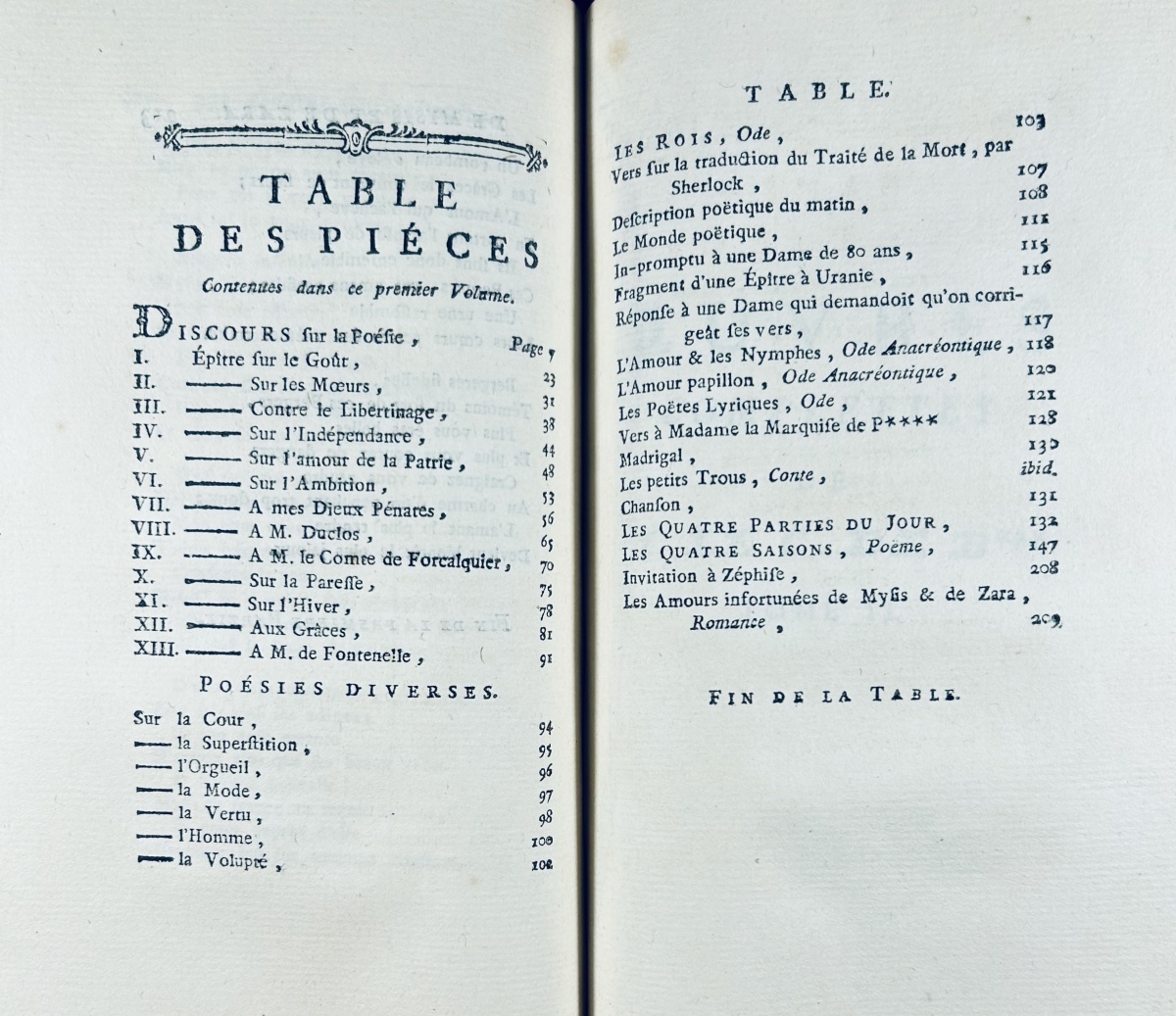[bernis] - Complete Works, Followed By *the Friend Of Nature*. 1771, Beautiful Period Binding.-photo-2