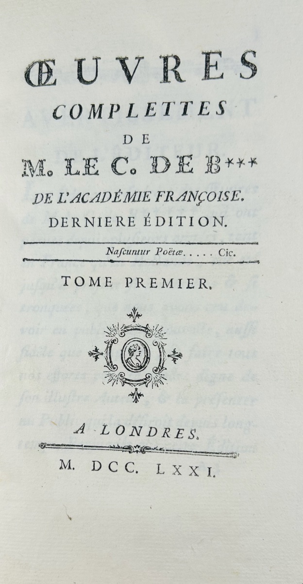 [bernis] - Complete Works, Followed By *the Friend Of Nature*. 1771, Beautiful Period Binding.