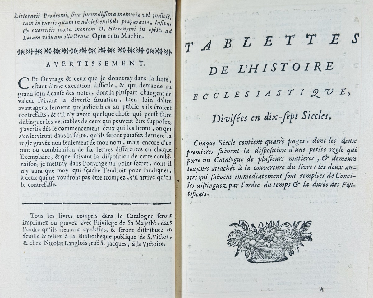 [marcel] - Tablets Of Ecclesiastical History, Divided Into Seventeen Centuries. Langlois, 1680.-photo-3