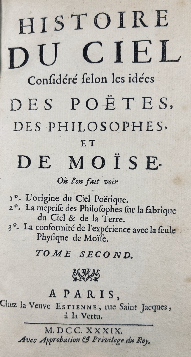 [PLUCHE (Noël)] - Histoire du ciel, considéré selon les idées des poètes... Chez Estienne, 1738-photo-2