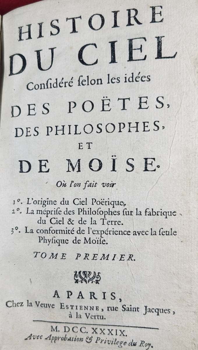 [PLUCHE (Noël)] - Histoire du ciel, considéré selon les idées des poètes... Chez Estienne, 1738-photo-3