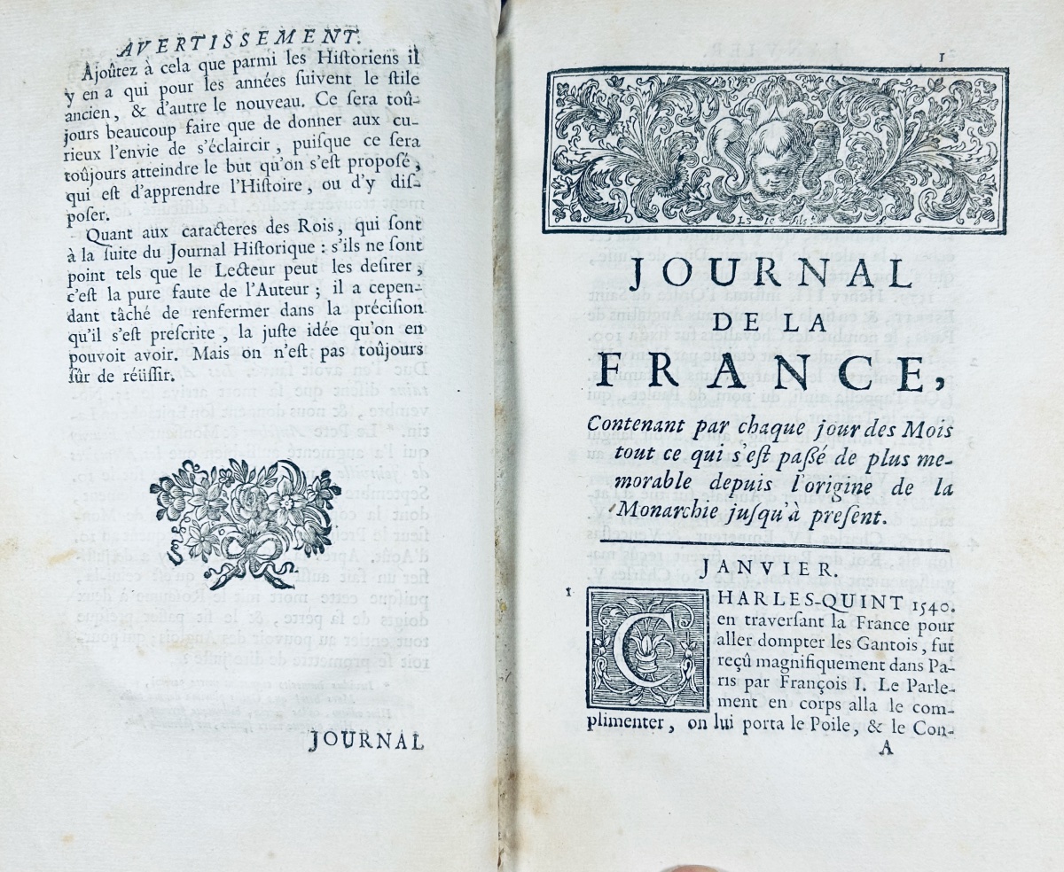 Valerot - A Journal Of France, Containing Daily... Published By Delatour And Pierre, 1722.-photo-1