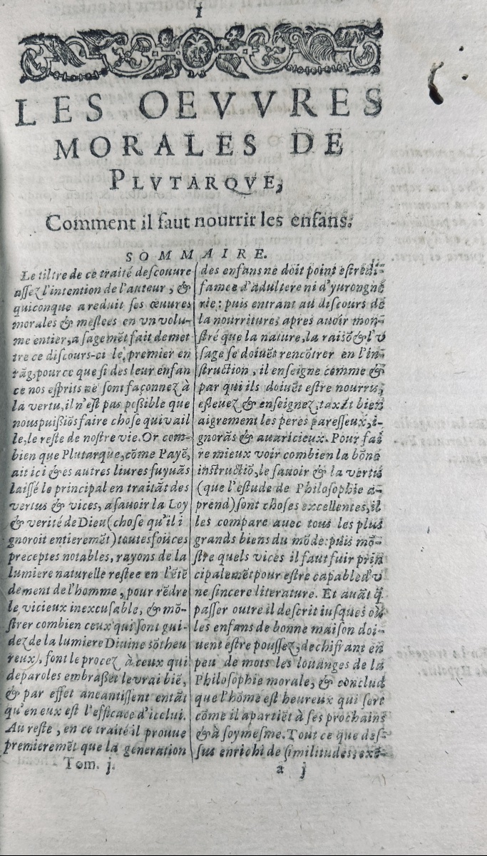 Plutarch - The Moral Works Of Plutarch. Geneva: Stoer, 1621, In A Contemporary Binding.-photo-3