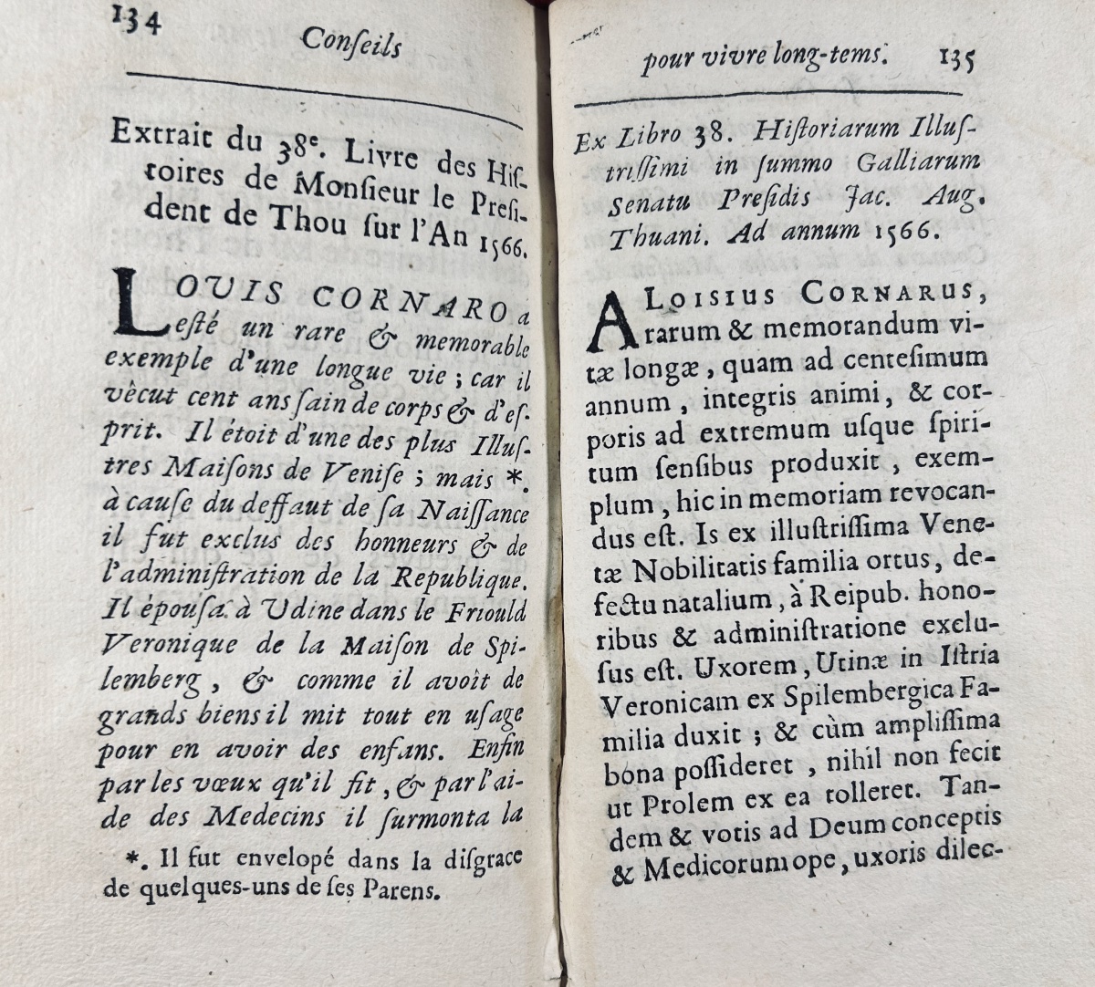 CORNARO (Loüis) - Conseils pour vivre long-temps. Chez Le Febvre, 1701, reliure de l'époque.-photo-5