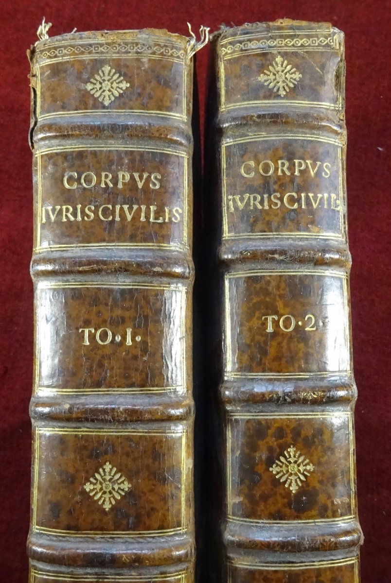 Livre De Droit En Latin De 17ème Siècle 1608, 2 Volumes In Folio, Reliures d'époque-photo-3