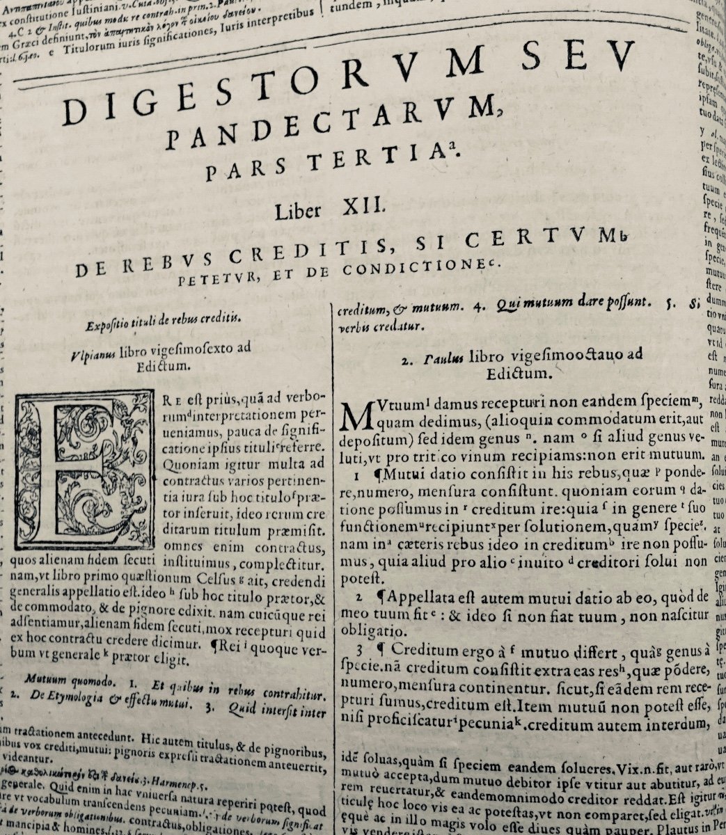 Livre De Droit En Latin De 17ème Siècle 1608, 2 Volumes In Folio, Reliures d'époque-photo-4