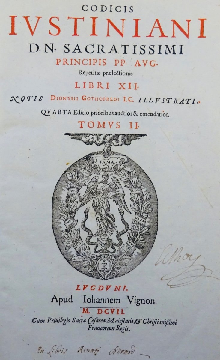 Livre De Droit En Latin De 17ème Siècle 1608, 2 Volumes In Folio, Reliures d'époque-photo-7
