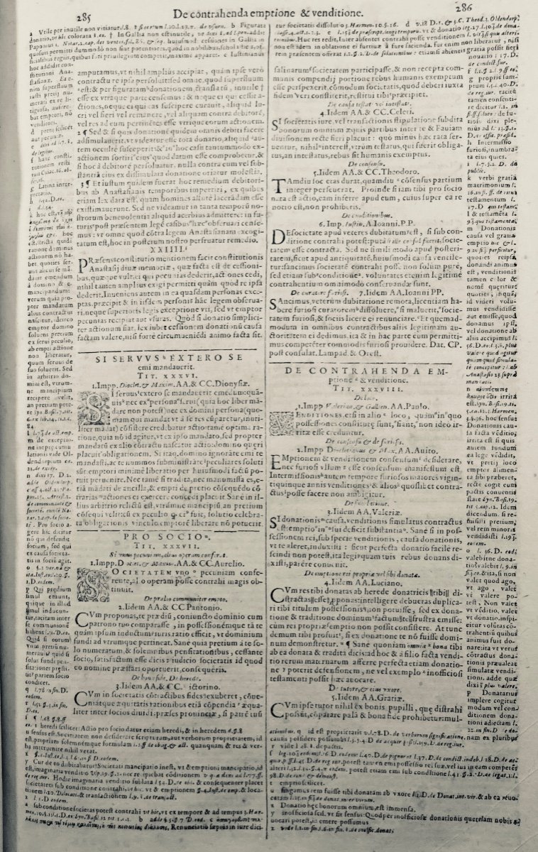 Livre De Droit En Latin De 17ème Siècle 1608, 2 Volumes In Folio, Reliures d'époque-photo-8