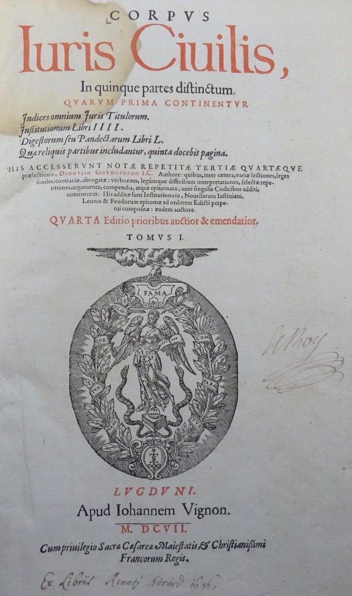 Livre De Droit En Latin De 17ème Siècle 1608, 2 Volumes In Folio, Reliures d'époque