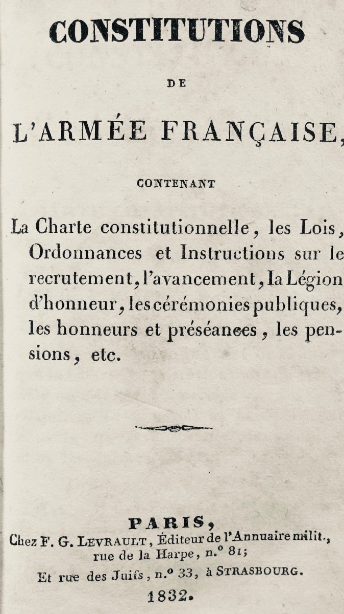 Constitution Of The French Army. Berger-levrault. 1832.-photo-1