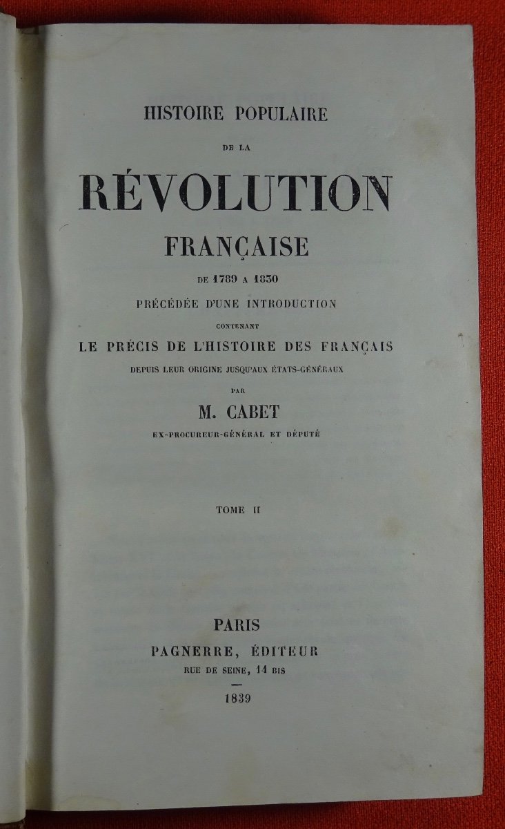 CABET - Histoire de la Révolution Française. 1839. Par un utopiste français.-photo-1