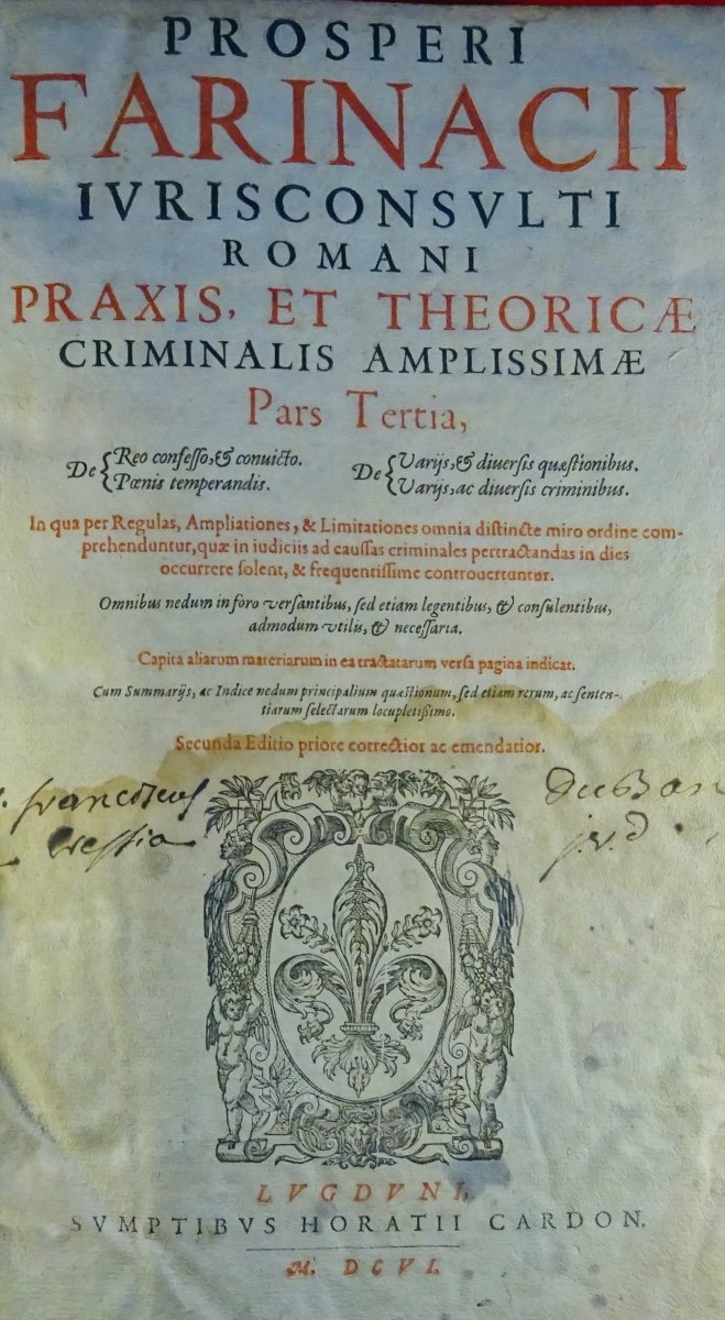 FARINACII - Traité de droit criminel en latin imprimée en 1614, très bien reliée.-photo-4