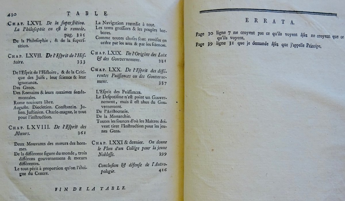 L 'antropologie Traité Métaphysique Par Monsieur Le Marquis De GORINI CORIO. 1761.-photo-5