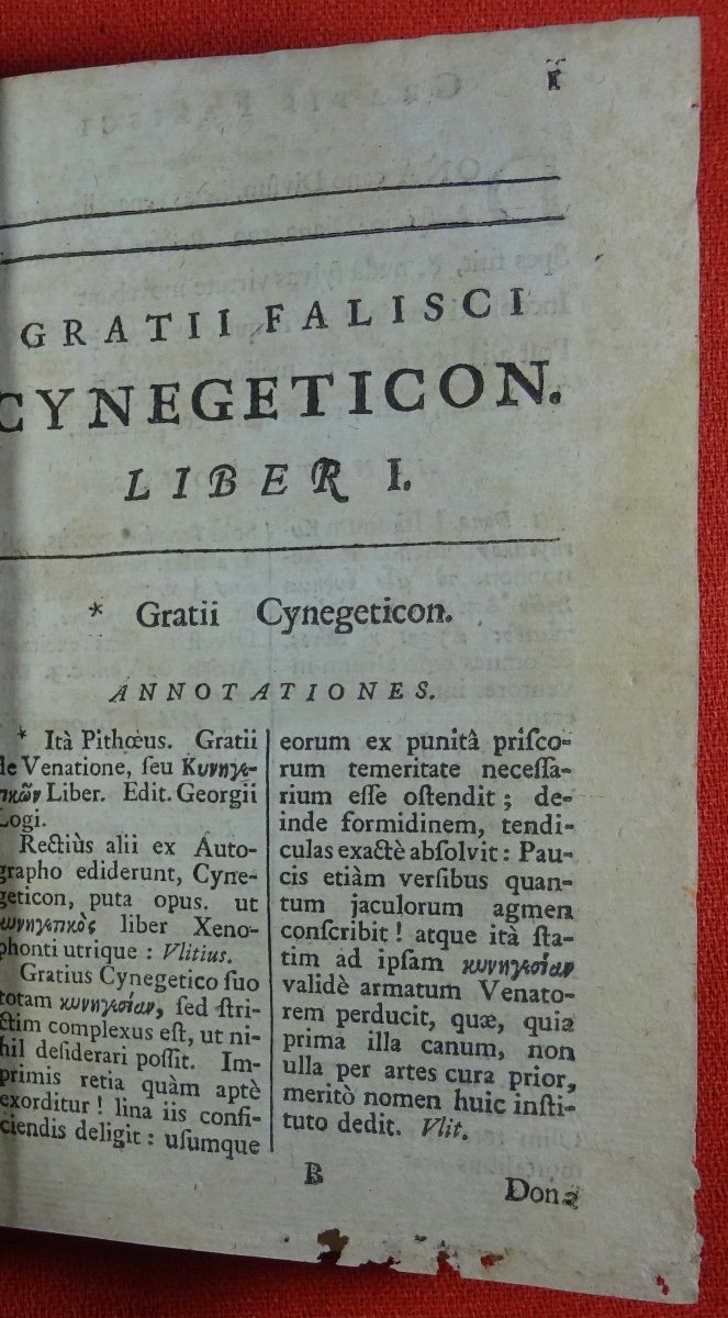 GRATTIUS - Anthologie de texte latin et grec sur la chasse. Imprimée à Londres en 1699.-photo-3