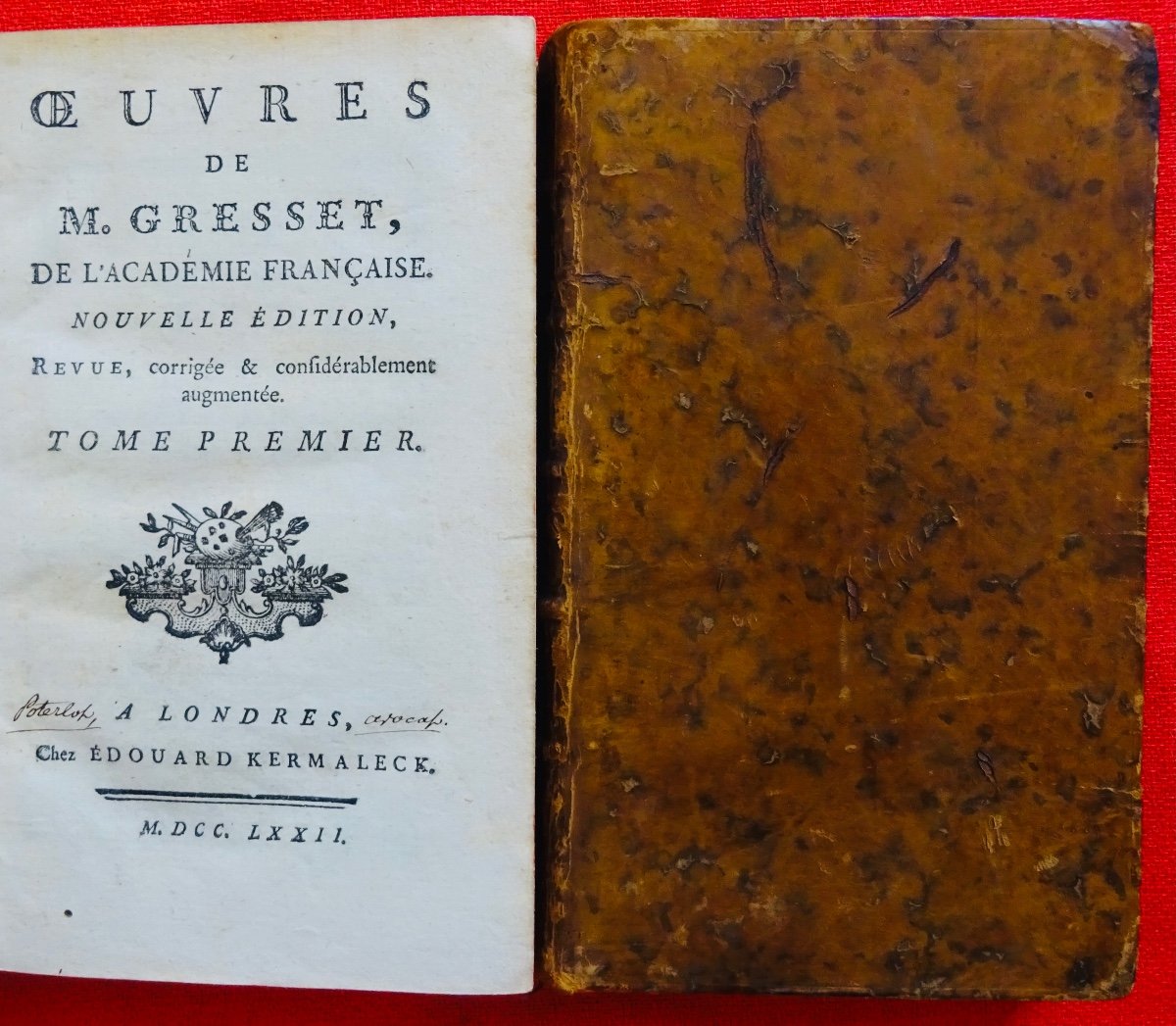 Gresset - Works. London, Edouard Kermaleck, 1772.