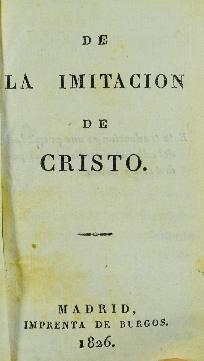 Lamennais (abbot F. De) - De La Imitation De Christo. Madrid, Imprenta De Burgos, 1826.