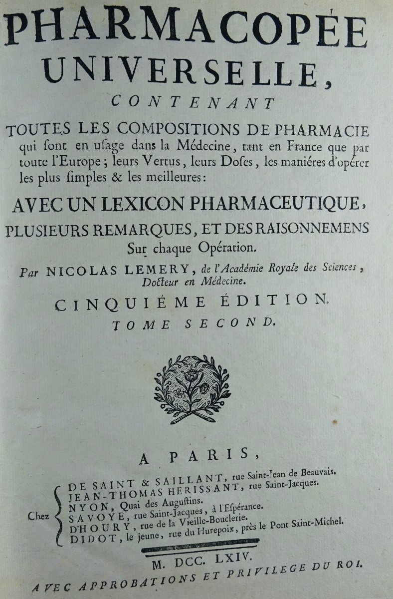 LEMERY (Nicolas) - Pharmacopée universelle. Imprimé en 1763.-photo-3