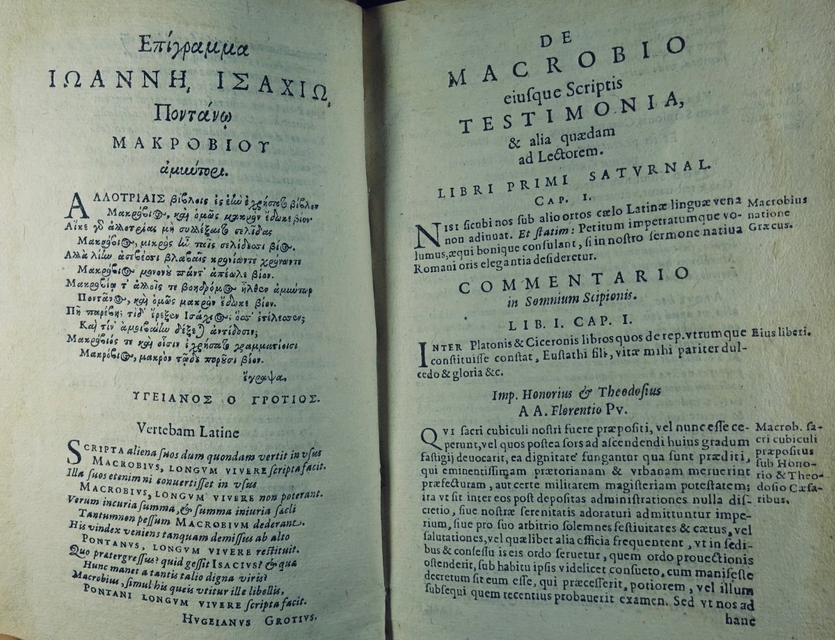 MACROBI (Avr. Théodosii) - Opera. Ouvrage en latin imprimé par Plantin en 1597.-photo-1