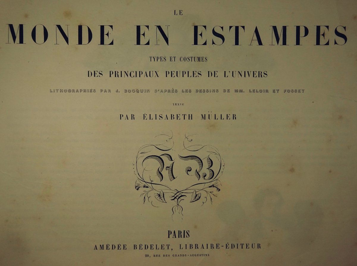 MULLER - Le monde en estampe. 24 lithographies en couleurs de BOCQUIN. Vers 1860.-photo-3