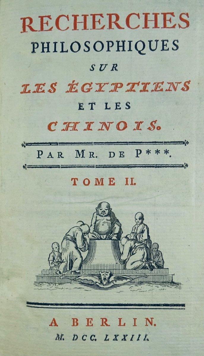 [PAUW (Cornélius de)] - Recherches philosophiques sur les Egyptiens et les Chinois. 1773.-photo-4