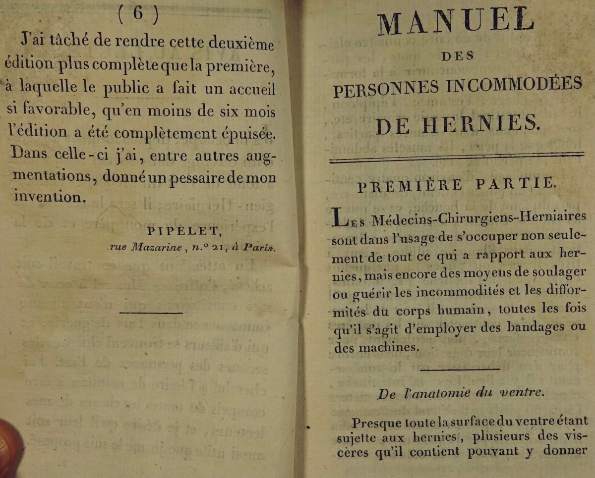 PIPELET - Livre de médecine concernant les hernies. 1805.-photo-3
