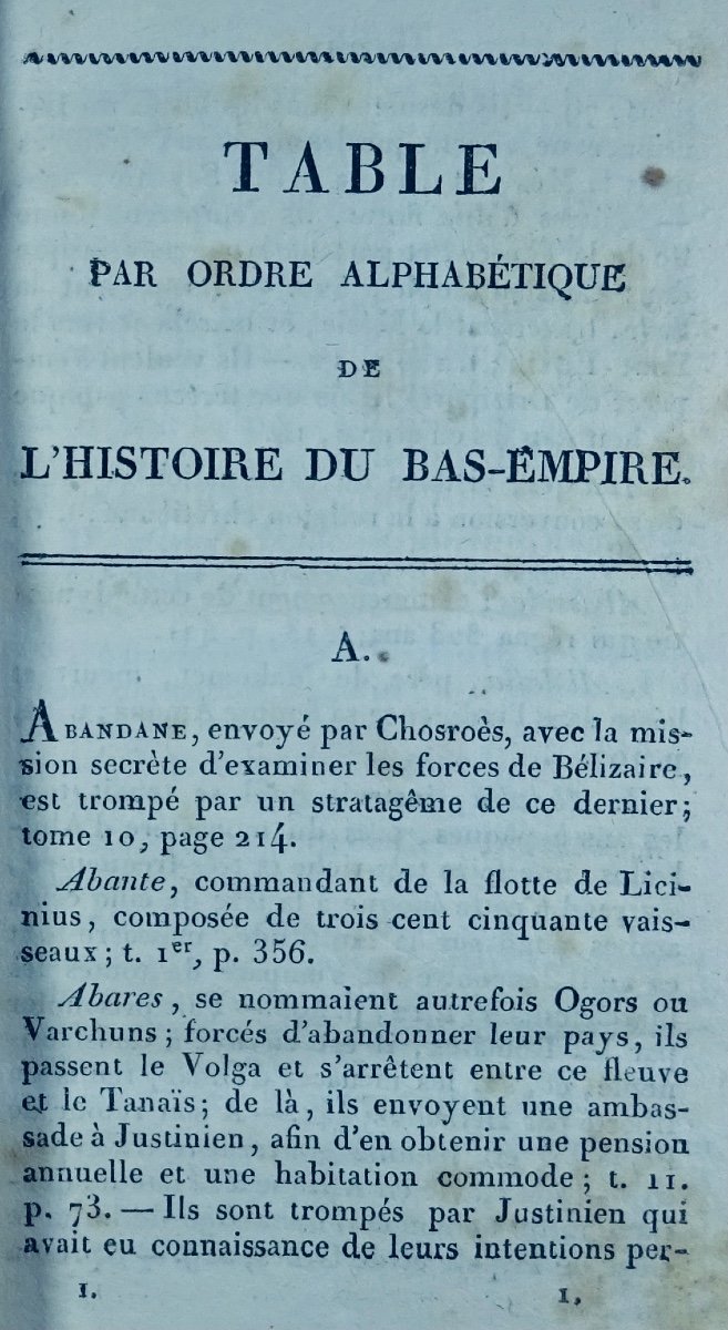 RAVIER - Table alphabétique de L'Histoire du Bas-Empire. 1817.-photo-2