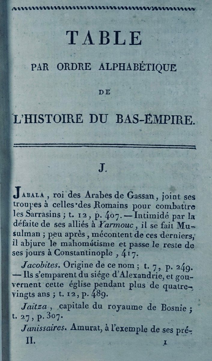 RAVIER - Table alphabétique de L'Histoire du Bas-Empire. 1817.-photo-3