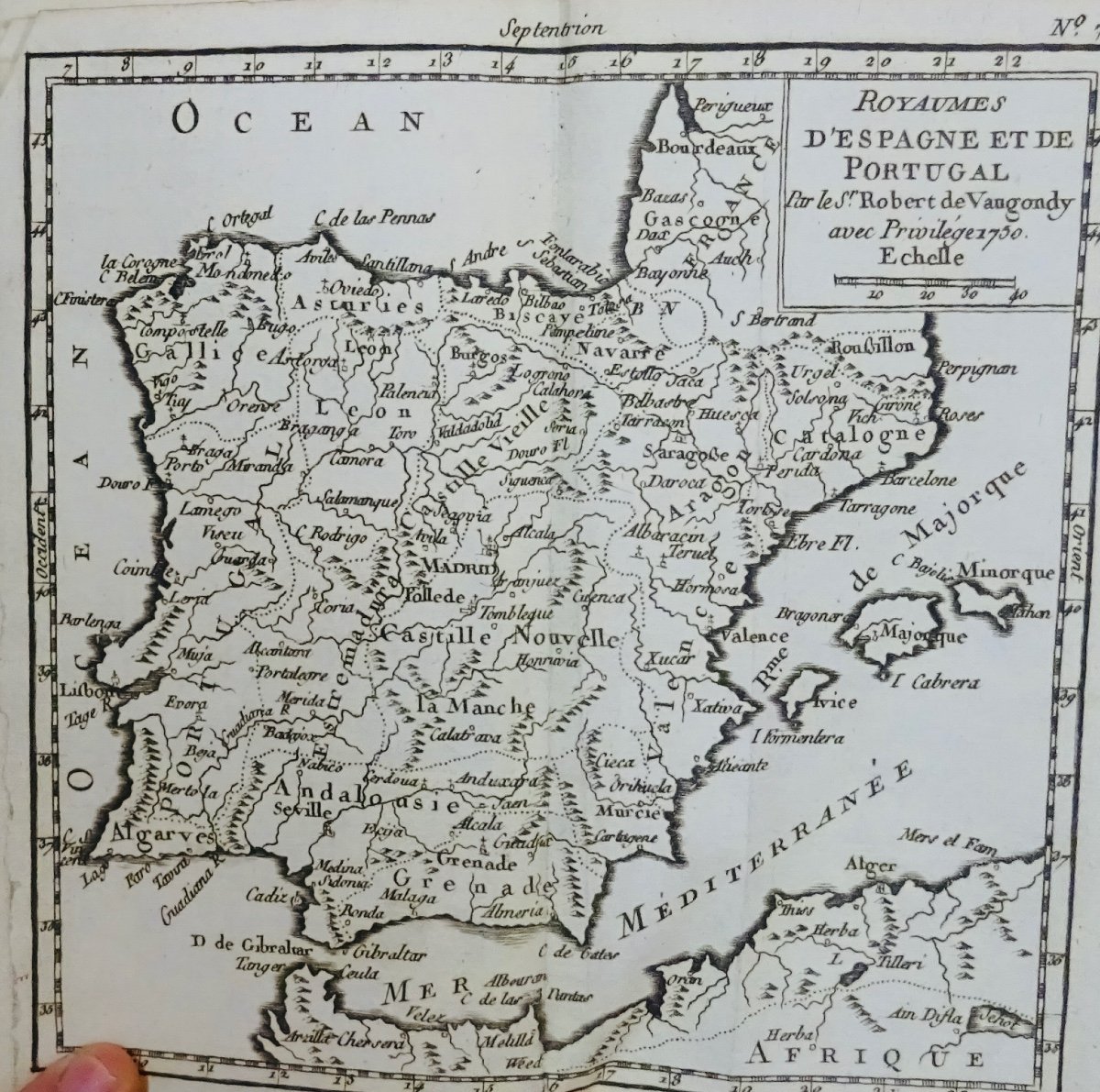 VAUGONDY (Robert de) - Atlas de poche de très  petit format in-12 et imprimé en 1750.-photo-3