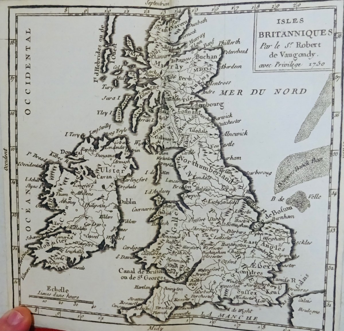 VAUGONDY (Robert de) - Atlas de poche de très  petit format in-12 et imprimé en 1750.-photo-5