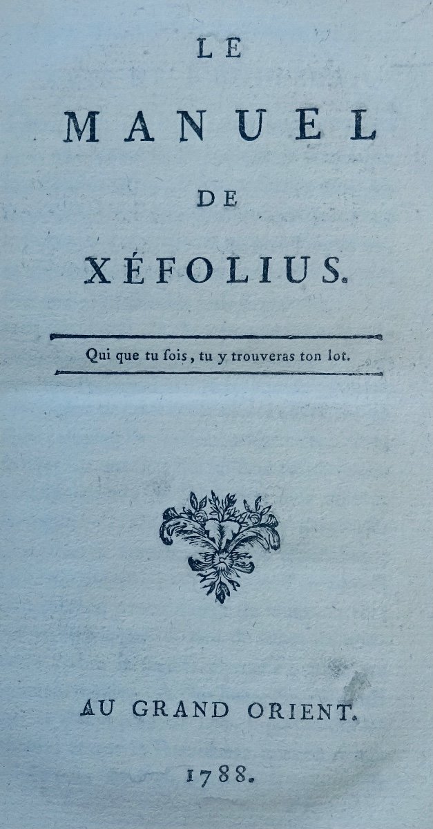 Rarissime Ouvrage Franc-maçon Tiré à 60 Exemplaires Et Imprimé En 1788.-photo-2