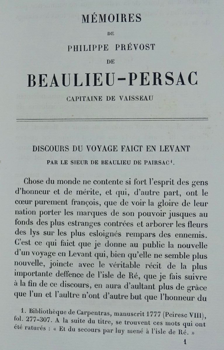 RonciÈre Memoirs Of Prévost De Beaulieu-persac Captain Of The Vessel (1608-1610 And 1627).-photo-3